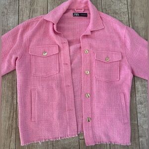 Zara Women's Vibrant Pink tweed jacket